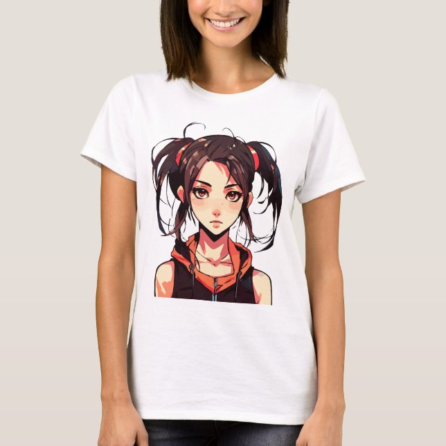 Camiseta Encantador Chica de Manga: Ilustracion de vectores (Anverso)