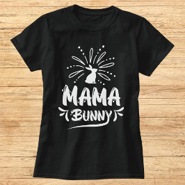 Camiseta Encantador conejo de mamá blanca y negra