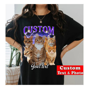 Camiseta Encantador diseño de gato jengibre y blanco con fo