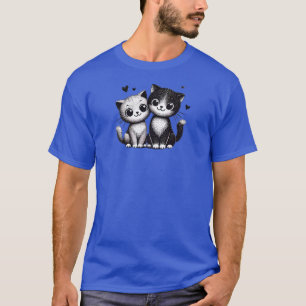 Camiseta Encantador diseño de gatos Duo - ¡Amor en todos lo