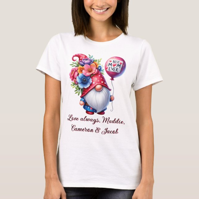Camiseta Encantador Gnome del Día de la Madre Personalizado (Anverso)