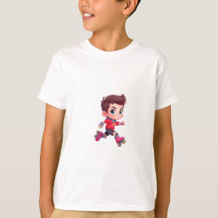 Camiseta Encantador Niño en Patines Miniatura de Dibujos An