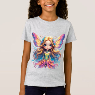 Camiseta Encantadora Hada de Fantasía con Alas Coloridas