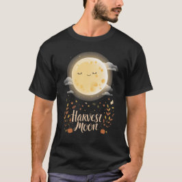 Camiseta Encantadora luna de cosecha con hojas de otoño