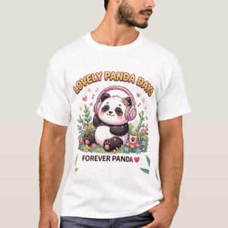 Camiseta Encantadora Música Panda Kawaii Estética Arte Flor
