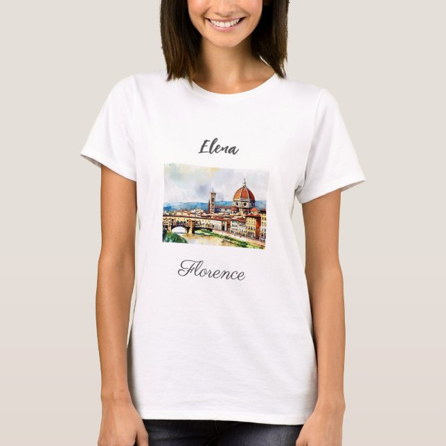 Camiseta Encantadora pintura acuarela Florencia en Italia (Anverso)