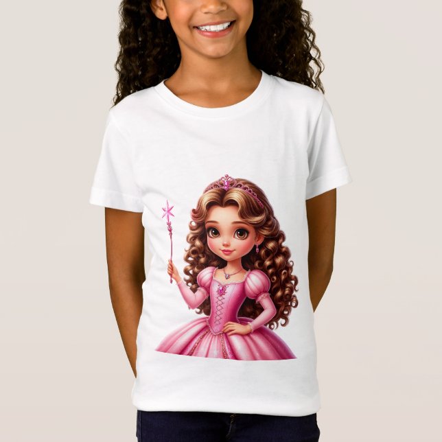 Camiseta Encantadora Princesa con Vestido Rosa (Anverso)