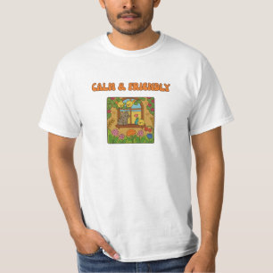Camiseta Encantadora y acogedora escena de gatos y aves - d