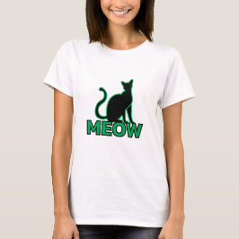 Camiseta Encanto felino de moda - Silhouette gato verde ‘ME