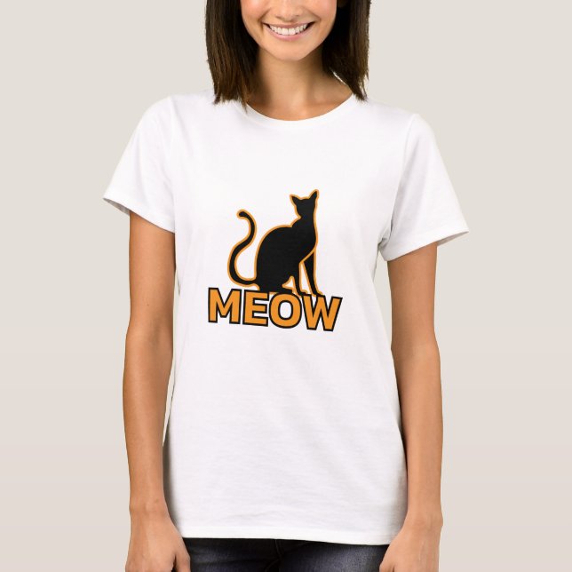 Camiseta Encanto felino de moda - Silueta gata de Naranja " (Anverso)