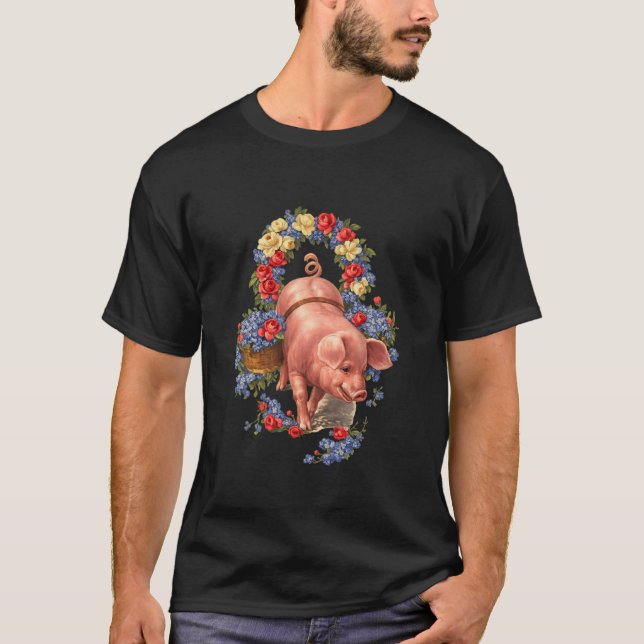 Camiseta Encanto Floral de Cerdo (Anverso)