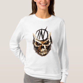 Camiseta encapuchada del diseño enojado del cráneo