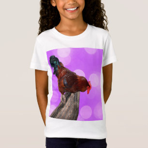 Camiseta Encaramado en Su Majestad: Rooster On Dreamy Purpl
