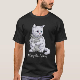 Camiseta Encefalitis Mes de Conciencia Cinta Plata Gato