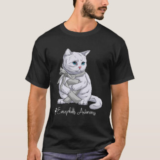 Camiseta Encefalitis Mes de Conciencia Cinta Plata Gato