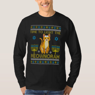 Camiseta Encender al gato judío de Meownorah Menorah Ugly C