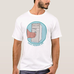 Camiseta Encendido Perezoso Torre de PC Retro con el Dedo d