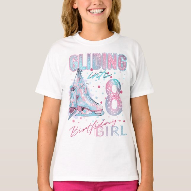 Camiseta Encendiendo en 8 años, cumpleaños de patinaje artí (Anverso)