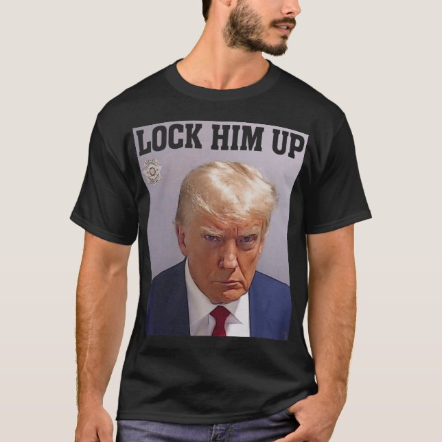 Camiseta Encerrarlo con Donald Trump Mug Shot T S Anti Trum (Anverso)