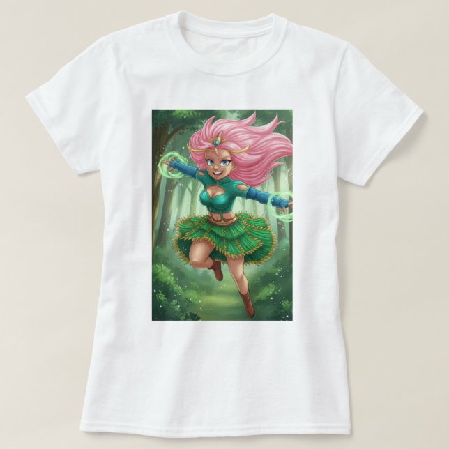 Camiseta Enchanted Forest Sprint – Anime Fantasy Character  (Diseño del anverso)