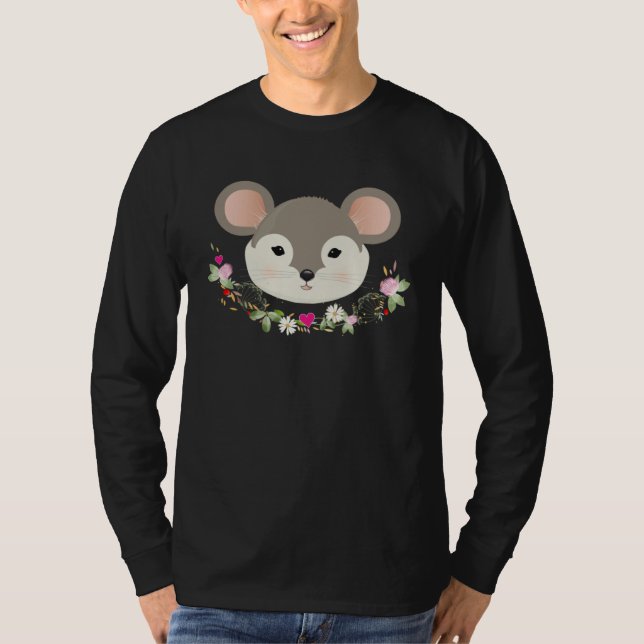 Camiseta Enchanting sweet mouse with delicate green and flo (Anverso)