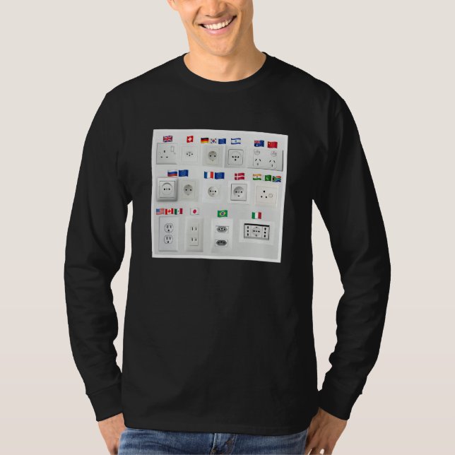 Camiseta Enchufe de múltiples tomas de corriente países del (Anverso)