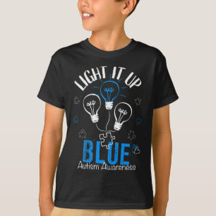 Camiseta Enciende el autismo azul Conciencia del rompecabez