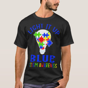 Camiseta Enciende el autismo azul Conciencia del rompecabez