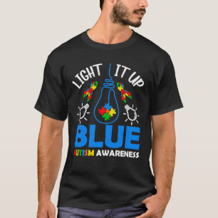 Camiseta Enciende el autismo azul Conciencia del rompecabez