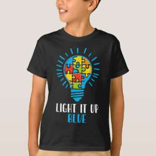 Camiseta Enciende el autismo azul Conciencia Rompecabezas L