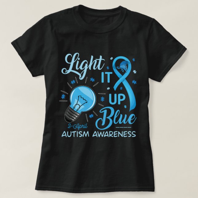 Camiseta Enciende el autismo azul El rompecabezas de la con (Diseño del anverso)