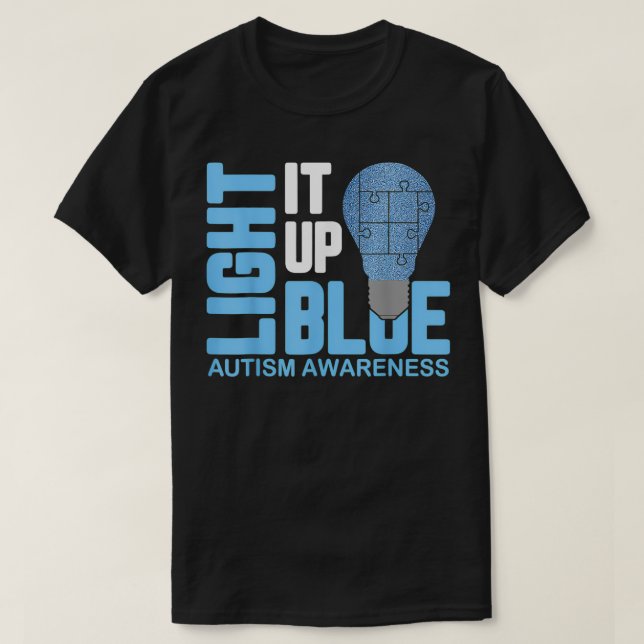 Camiseta Enciende el autismo azul El rompecabezas del rompe (Diseño del anverso)