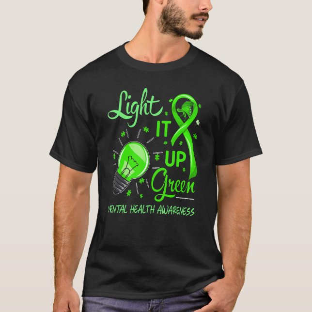 Camiseta Enciende la conciencia verde sobre la salud mental (Anverso)