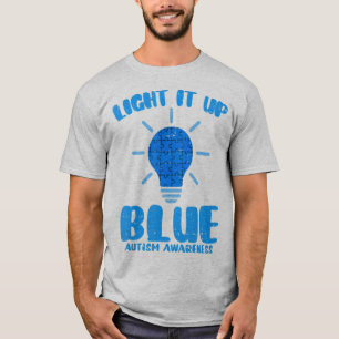 Camiseta Enciende la luz azul Funny Puzzle Piece Autism Awa