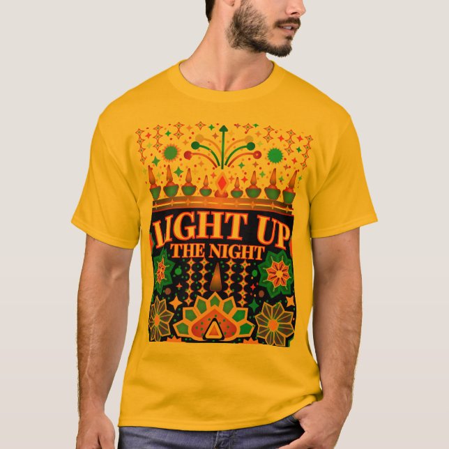 Camiseta Enciende La Noche: Tema Del Ilustracion Diwali (Anverso)