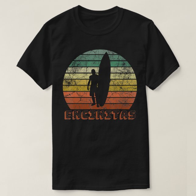 Camiseta Encinitas Beach California Surfer Retro Sunset Vin (Diseño del anverso)