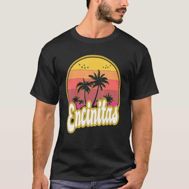 Camiseta Encinitas California Beach Retro Sunset (Anverso)