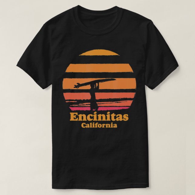 Camiseta Encinitas California Retro Surf Vintage Su (Diseño del anverso)