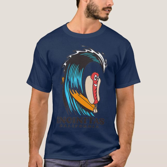 Camiseta Encinitas California Surfing Hot Dog Premium (Anverso)