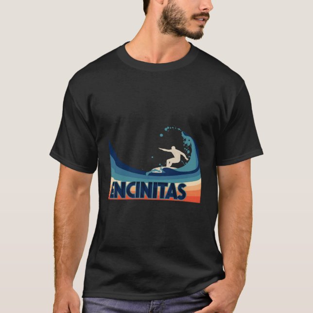 Camiseta Encinitas Retro Surf Trayectoria Ropa De Recuerdo  (Anverso)