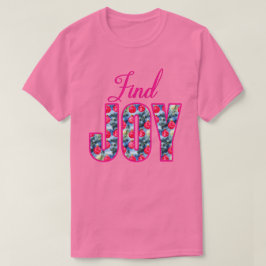 Camiseta Encontrar JOY Word Art en Fuchsia Rosa y Verde Ver