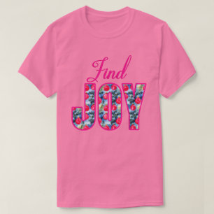 Camiseta Encontrar JOY Word Art en Fuchsia Rosa y Verde Ver