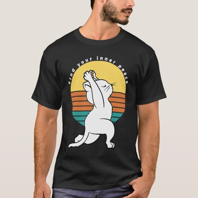 Camiseta Encuentra tu Gato De Yoga Retro De La Paz Interior (Anverso)