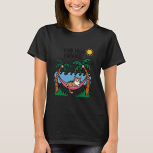 Camiseta Encuentra Tu Paraíso Gato Relajante En Hamaca