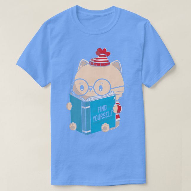 Camiseta Encuentra tu viaje curando libro de gatos de Tobe  (Diseño del anverso)