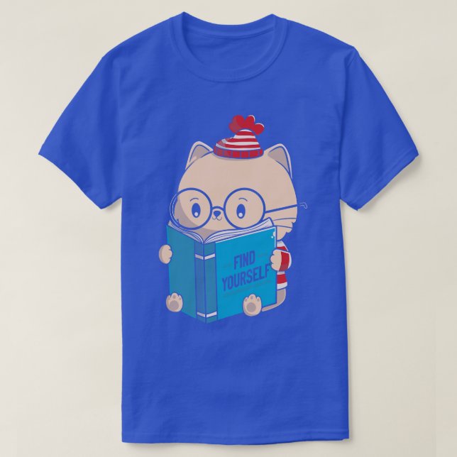 Camiseta Encuentra tu viaje curando libro de gatos de Tobe  (Diseño del anverso)