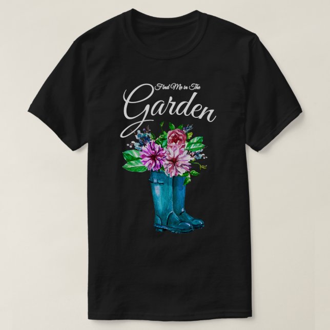 Camiseta Encuéntrame en el Jardín Flores Lluvia Boots (Diseño del anverso)
