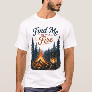 Camiseta Encuéntrame junto a la fogata de camping en la nat