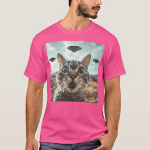 Camiseta Encuentro Extraterrestre Selfie Gato Con Alien U