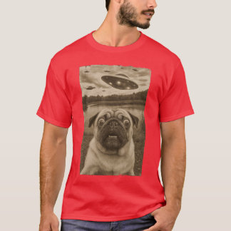 Camiseta Encuentros de Pug vintage con ovnis divertidos Pug